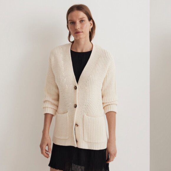 New Madewell Textural-Stitch V-Neck Cardigan Sweater XL - Picture 5 of 10